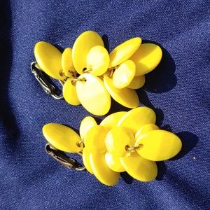 Vintage Yellow Drop Clip on Earrings